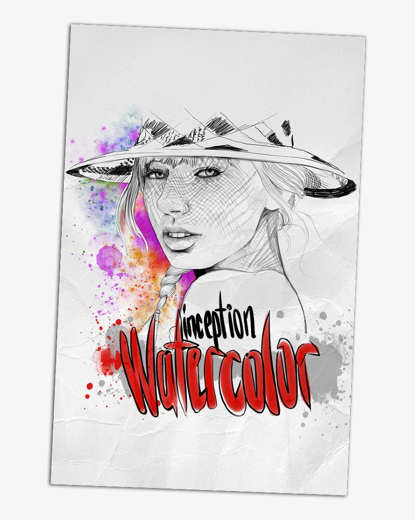 I Like The Pen And Monochrome With The Splash Of Watercolor - Poster, transparent png download