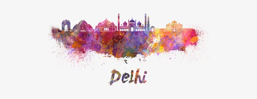 Bleed Area May Not Be Visible - Delhi Skyline Watercolor, transparent png download