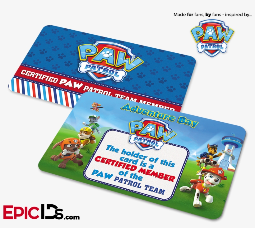 Paw Patrol Inspired Adventure Bay Paw Patrol Id Card - Paw Patrol Id, transparent png download