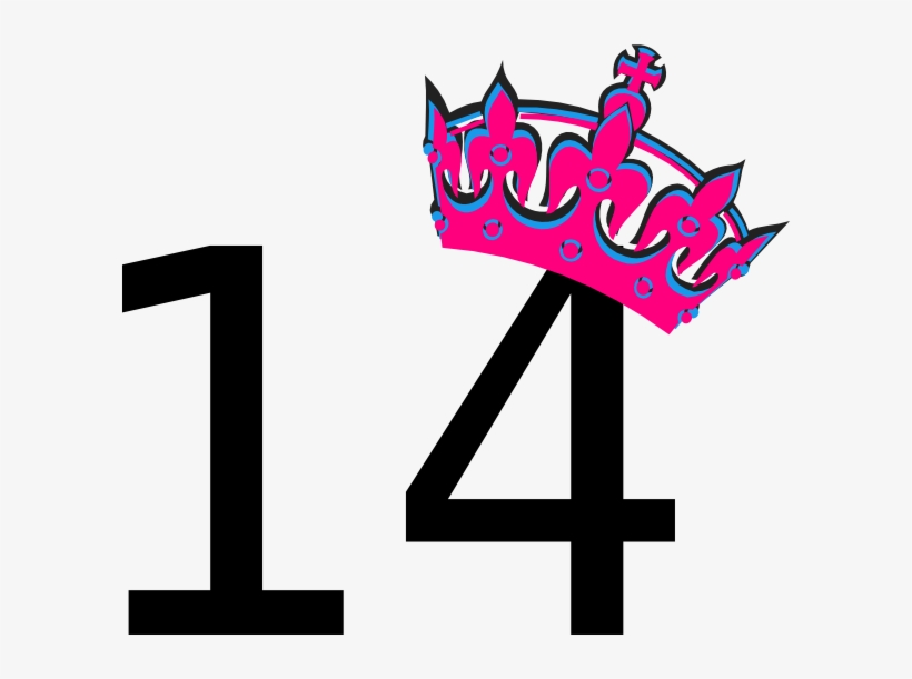 Pink Tilted Tiara And Number 14 Svg Clip Arts 600 X Transparent PNG