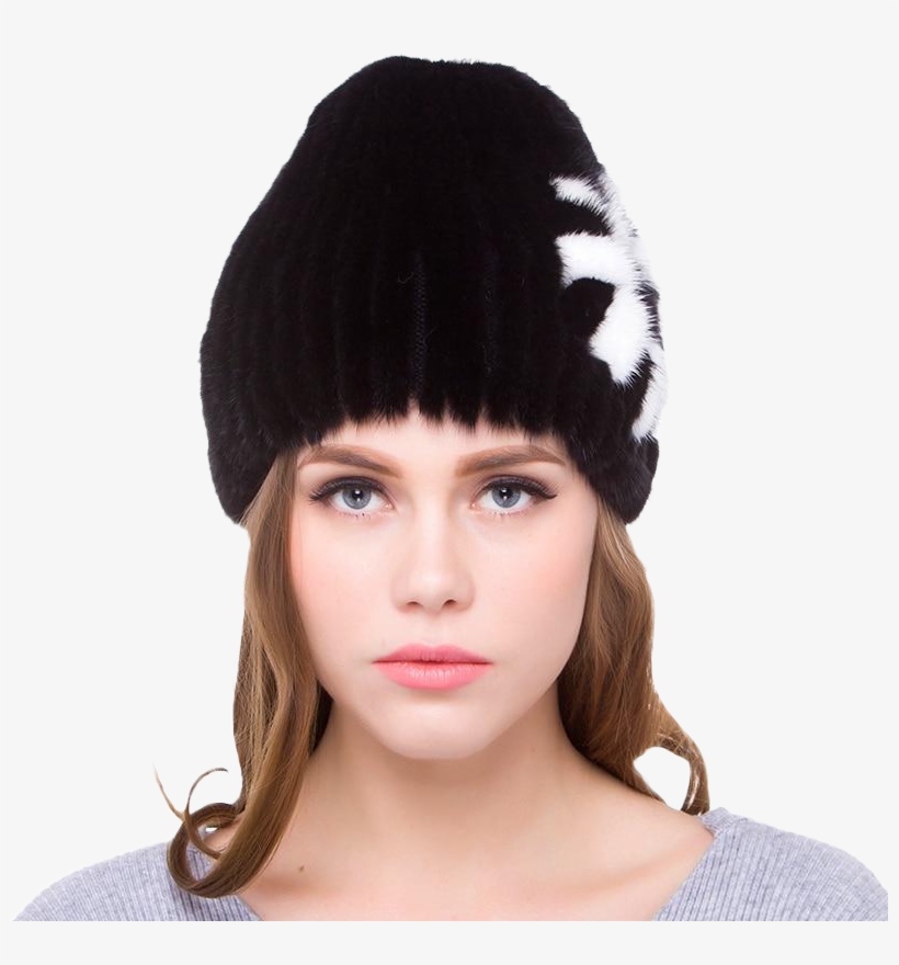 Russian Floral Fur Beanie - Knit Cap, transparent png download