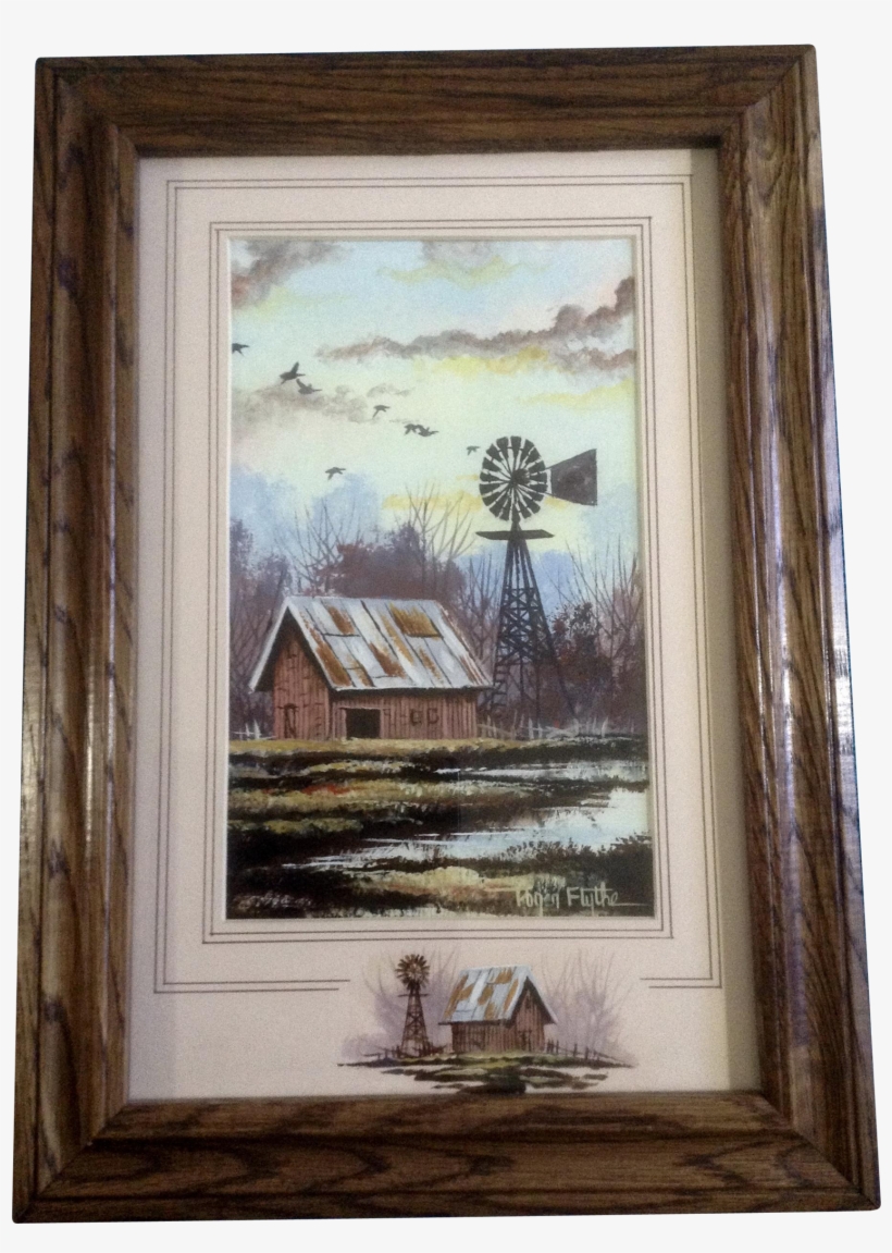 Flythe , Acrylic Painting, Rusty Red Barn With Water - Artist, transparent png download