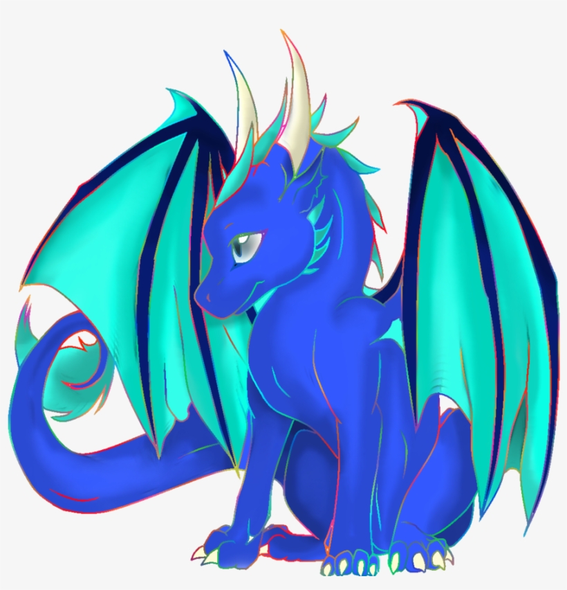 Purple Blue Dragon Standing With Wings Spread Clipart - Cute Dragon, transparent png download