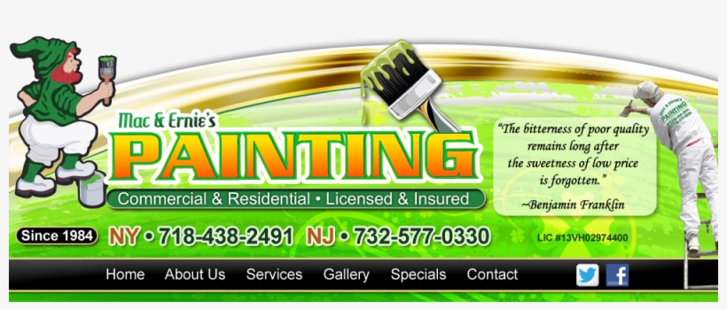 Mac & Ernies Painting - Mac & Ernie's Paint & Decorating, transparent png download