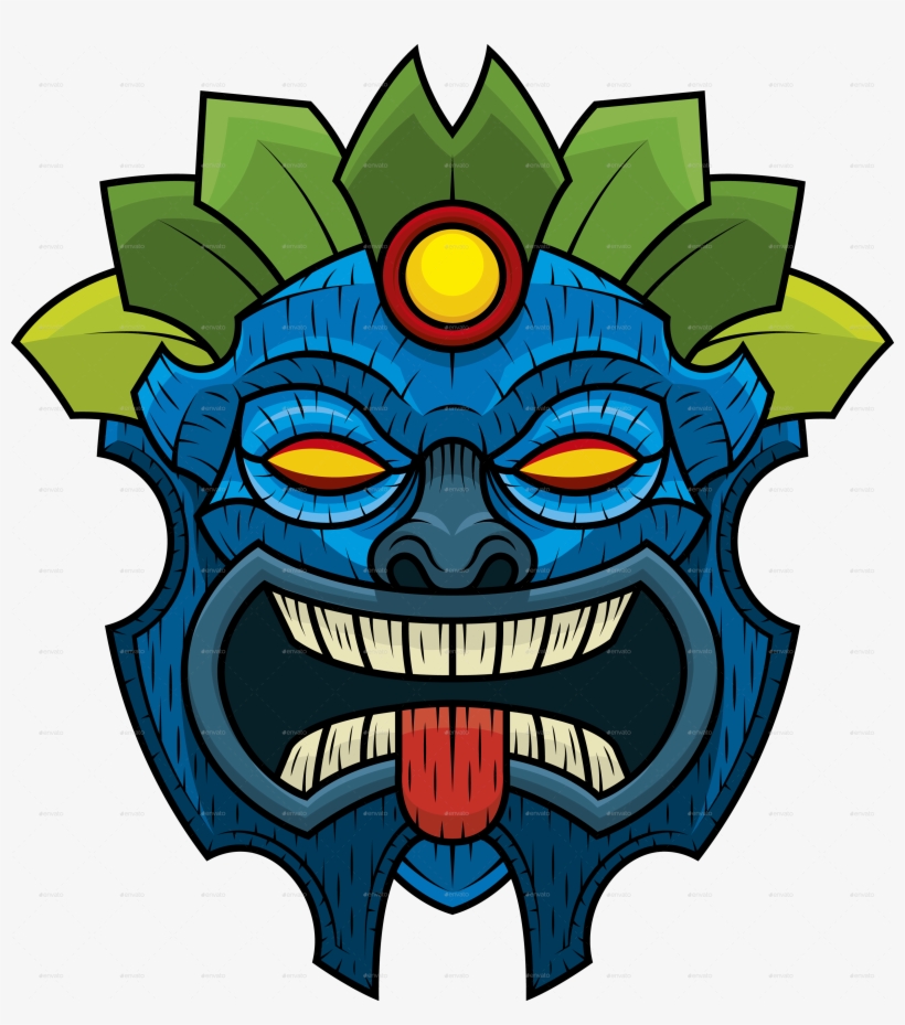 Tiki Mask 7 - Illustration, transparent png download