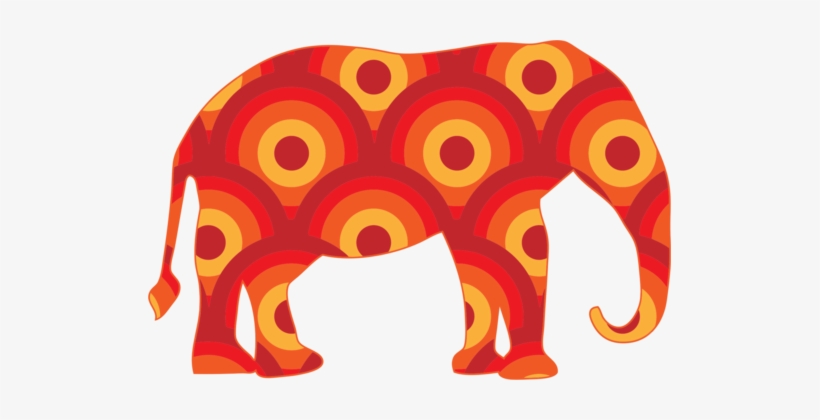 Elephants Abstract Art Painting Diagram - Retro Elephant, transparent png download