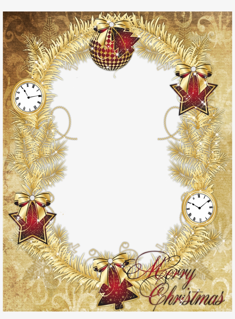 Christmas Garland Border Png For Kids - Gold & Red Merry Christmas Stationery Printer Paper, transparent png download