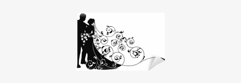 Bride And Groom Background Pattern Silhouette Wall - Woo A Wife [book], transparent png download