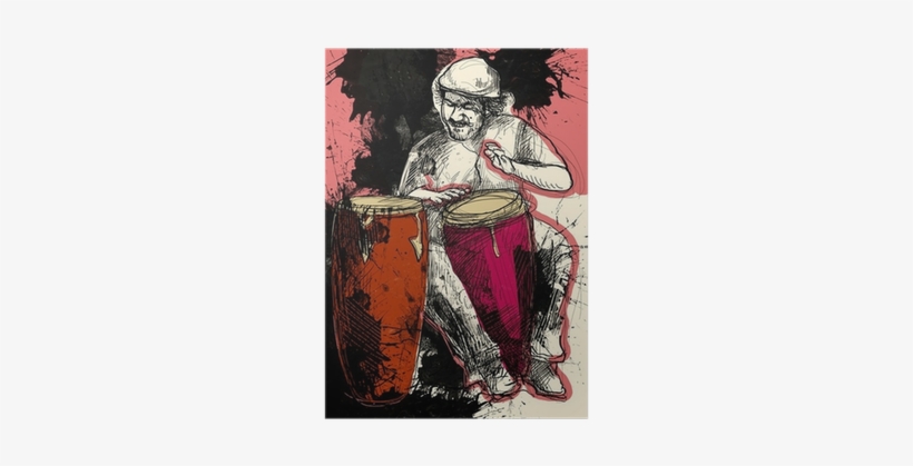 A Hand Drawn Grunge Illustration Poster • Pixers® • - Cafepress Conga Player Iphone 5/5s Tough Case, transparent png download