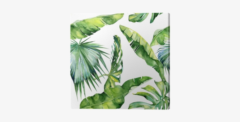 Seamless Watercolor Illustration Of Tropical Leaves, - Dense Tropical Leaves, transparent png download