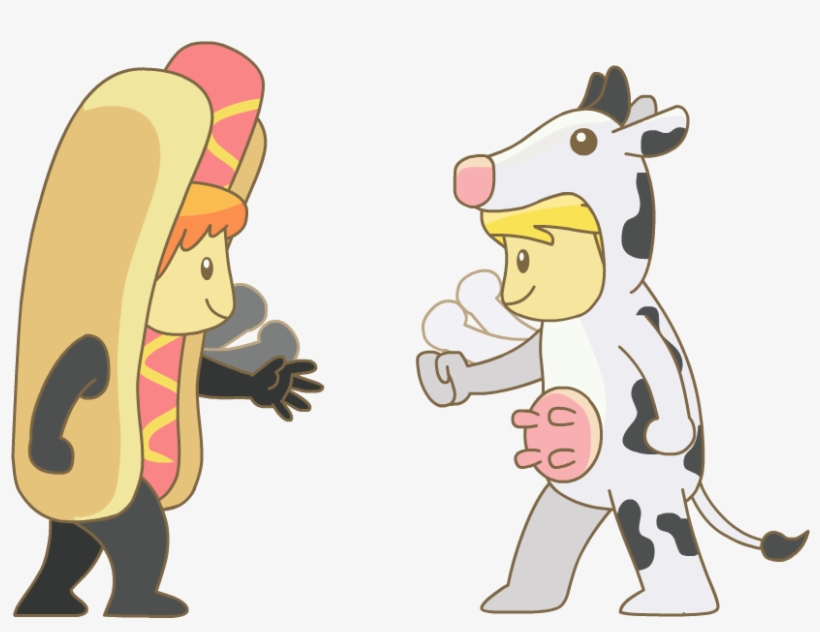 Cow V - Hotdog - Cartoon, transparent png download