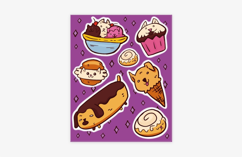 Svg Stock Sticker Decal Sheets Lookhuman Food Dogs - Kawaii Food Stickers, transparent png download