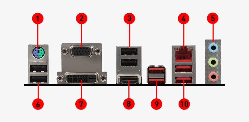 B350m Bazooka Back Io - Msi B350m Bazooka Am4 Micro Atx Motherboard, transparent png download