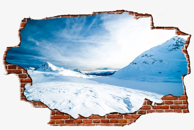 Zapwalls Decals Snowy Mountain Day Sky Breaking Wall - Snowy Mountain Day Sky Black & White Nature Photography, transparent png download