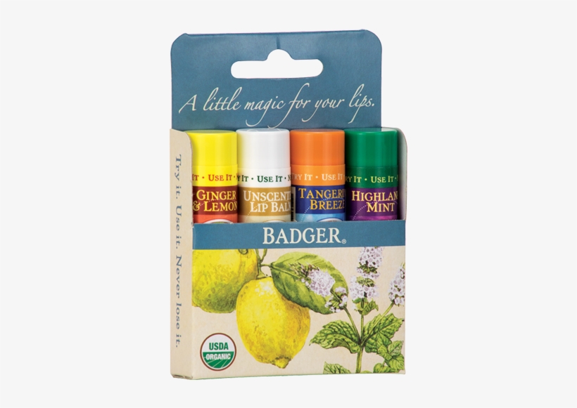 Organic Lip Balm Blue Box By Badger - Badger Lip Balm Pack, transparent png download