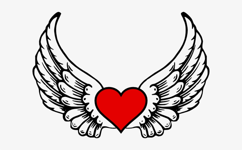 Wings N Heart Clip Art - Angel Wings, transparent png download