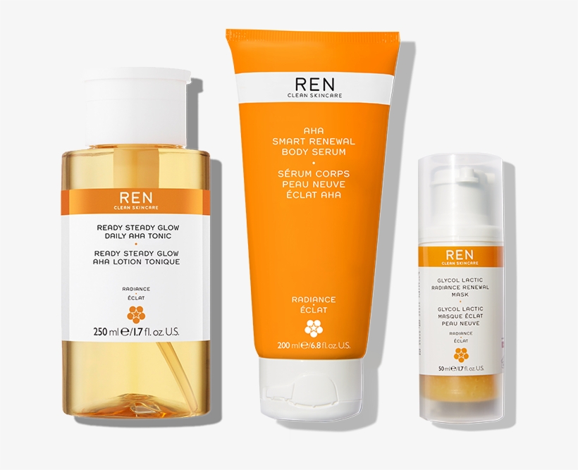 Glow Getter Aha Face & Body Trio - Ren Moroccan Rose Otto Sugar Body Polish 330ml - Rose, transparent png download