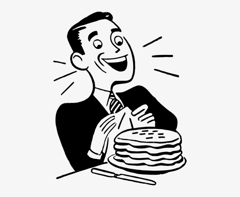 Man Eating Pancakes Clip Art - Man Eating Clipart, transparent png download