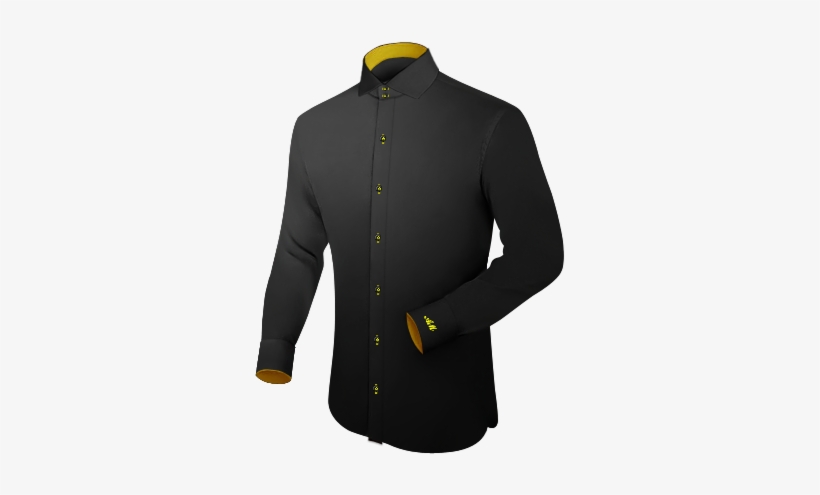 Cheap White Dress Shirt With Italian Collar 2 Button - Black No Collar Shirt, transparent png download