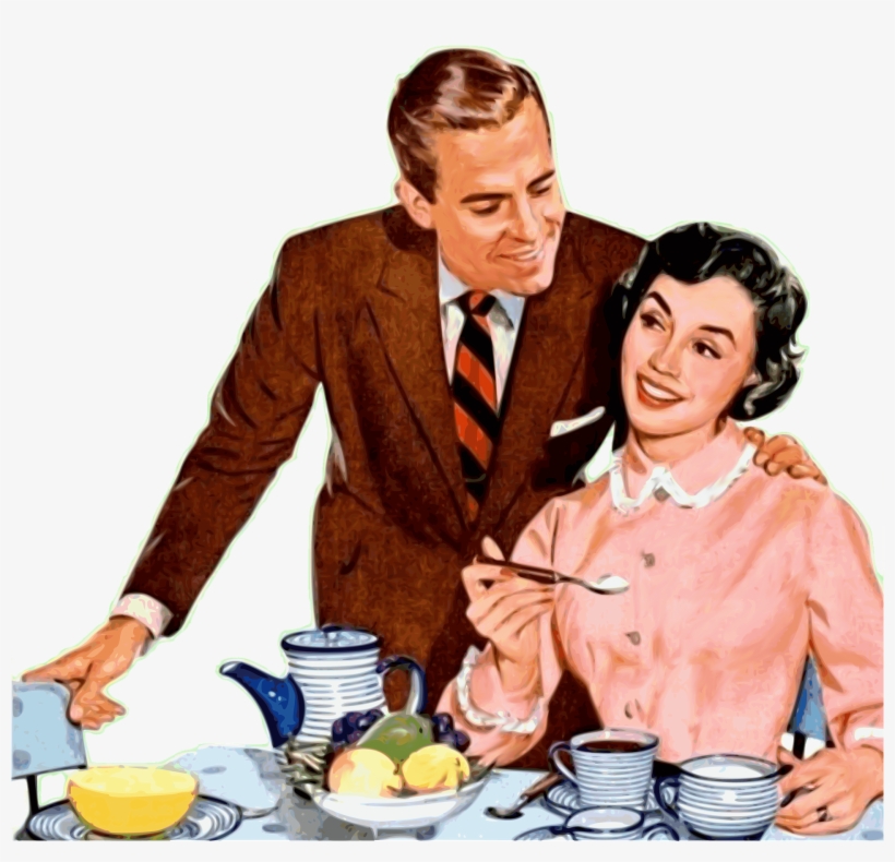 Couple At Breakfast - Vintage Couple Png, transparent png download