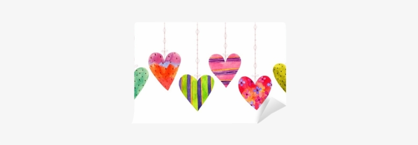 Lovely Cartoon Watercolor Seamless Love Hearts Valentines - Parabéns Com Fundo Branco, transparent png download