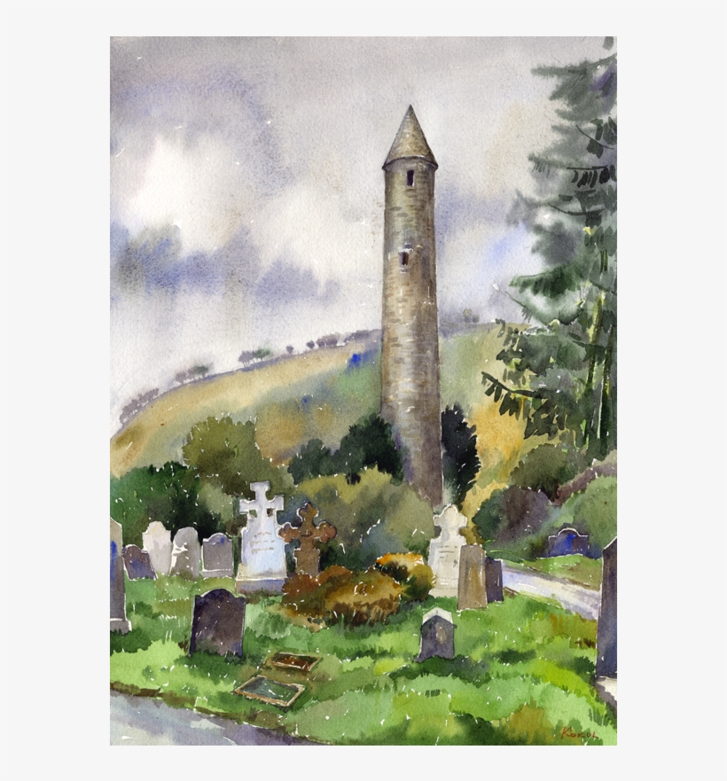 Glendalough Tower Original Watercolour - Glendalough, transparent png download