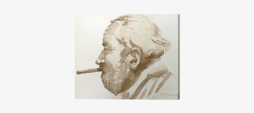 Man With Cigar, Watercolors Technique Canvas Print - My Lady Nicotine [book], transparent png download