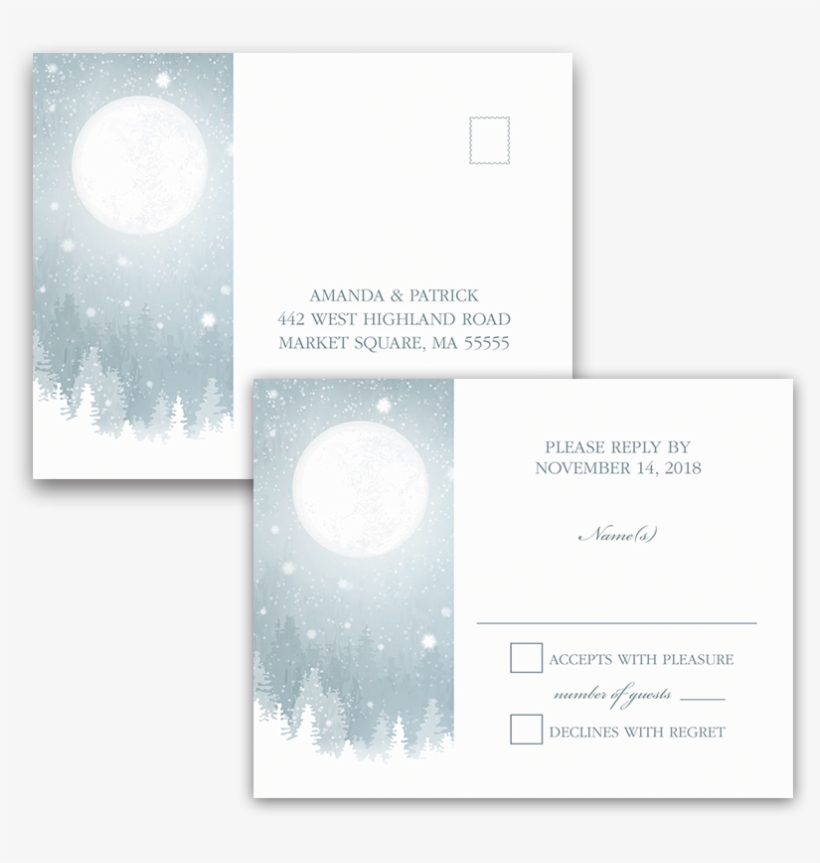 Rustic Snowflake Blue Winter Wedding Rsvp Postcard - Wedding, transparent png download