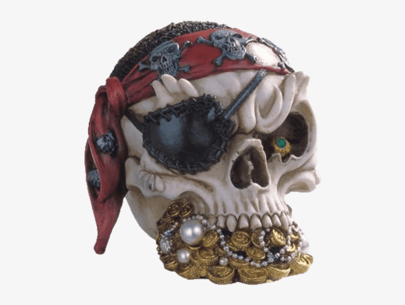 Pirates Treasure Skull - Gsc Pirate Skull Head With Treasure Collectible Figurine, transparent png download