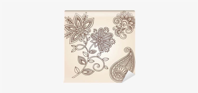 Henna Mehndi Flower Doodles Abstract Floral Paisley - Paisley Design Flower, transparent png download