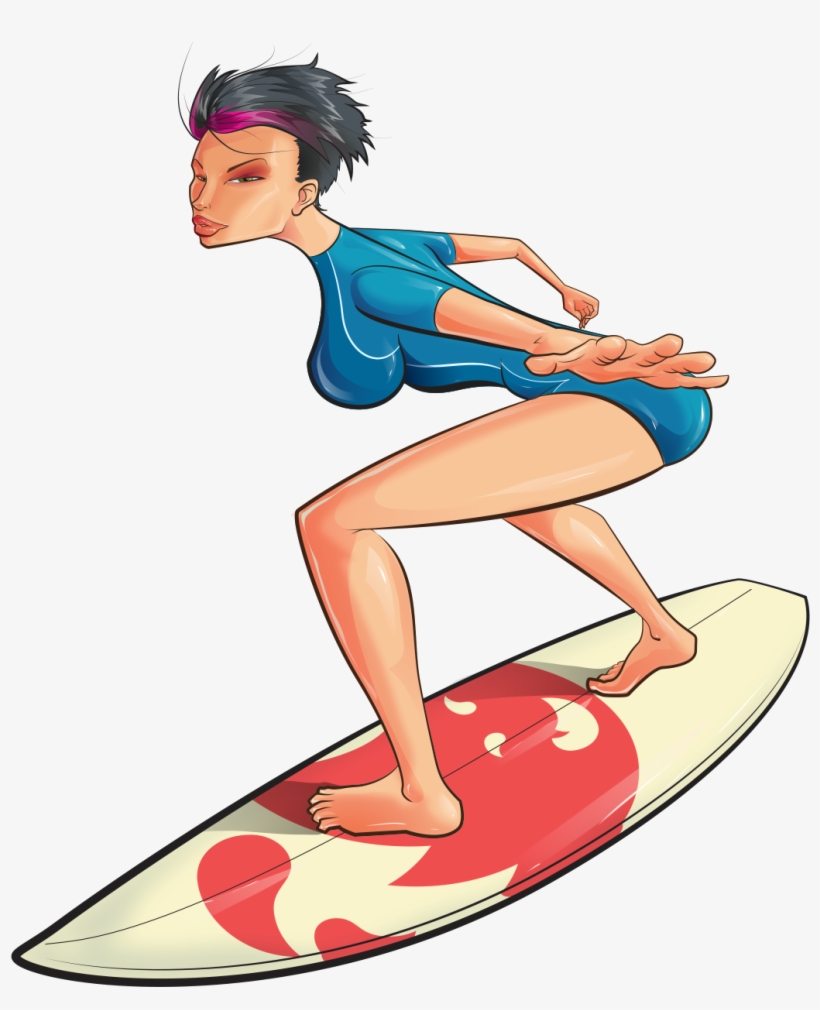 Surfing Free Png Image - Cartoon Surfer Png, transparent png download