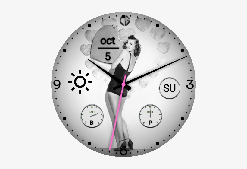 Vintage Pinup Girl With Hearts - Pinup Girl Watch Face, transparent png download