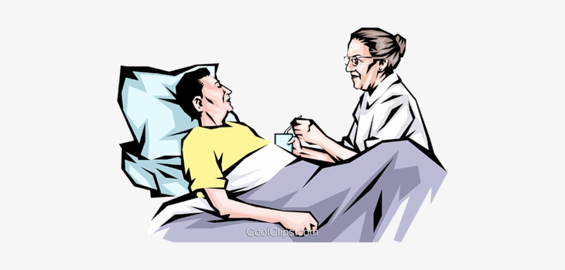 Nurse With Patient In A Bed Royalty Free Vector Clip - Patient In Bed Png, transparent png download