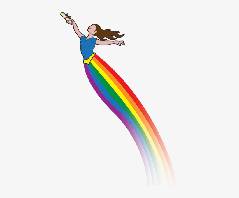 Cartoon Of Lady With Lang Flowing Skirt With Rainbow - Rainbow Person Cartoon, transparent png download