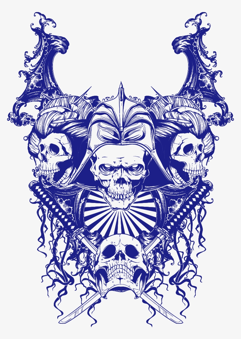 Skull Punk Rock - Skull Samurai Png, transparent png download