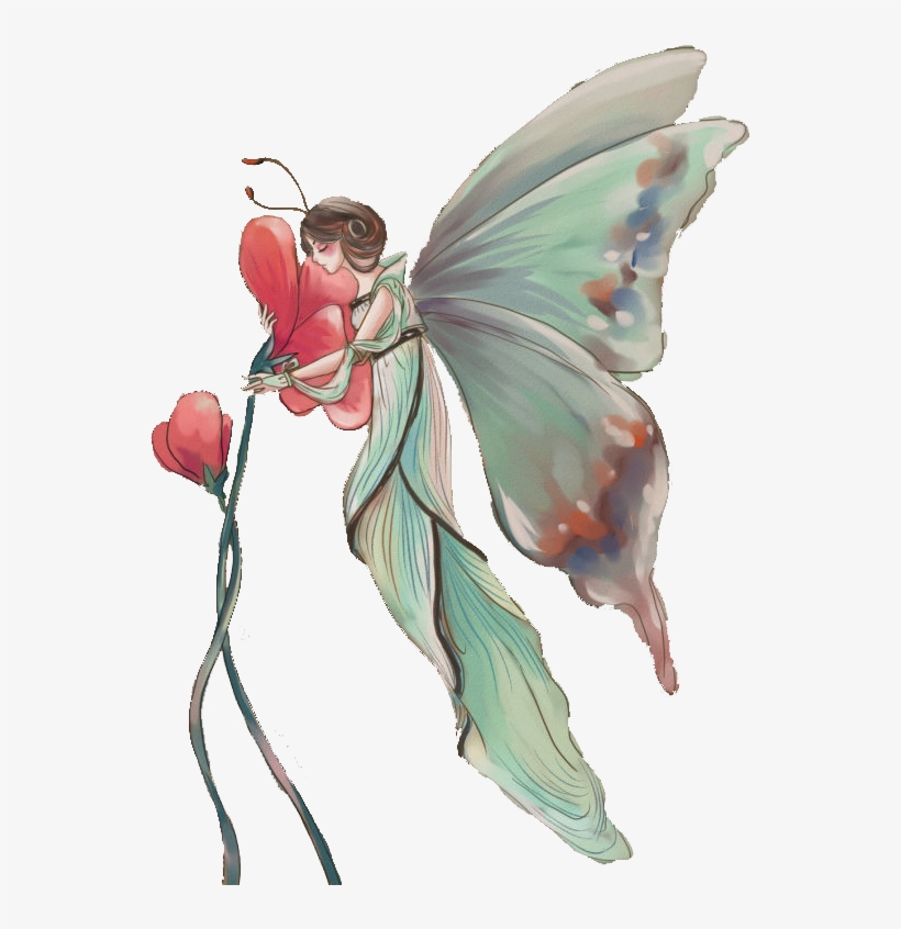 Fantasy Elf Butterfly Flower Surreal - Portable Network Graphics, transparent png download