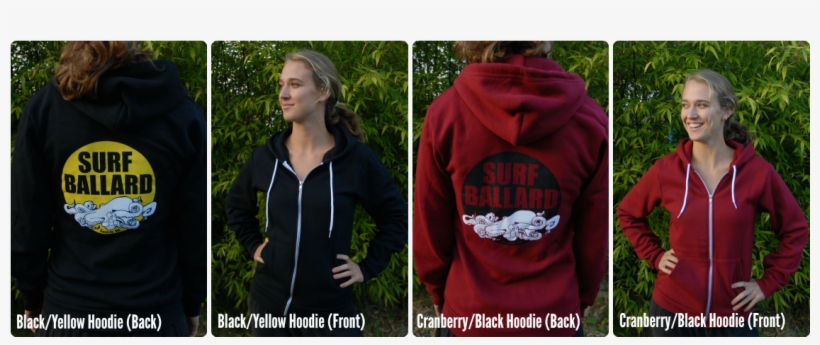 Surf Ballard Xip-up Unisex Hoodies In Black And Cranberry - Surf Ballard, transparent png download