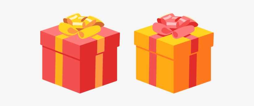 Gift Or Present Box With Ribbon Bow 2 Colors Free Png - Illustration, transparent png download