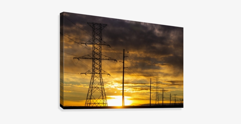 Silhouette Of Large Metal Powerline Towers With Colourful - Calgary Electric Towers Logo, transparent png download