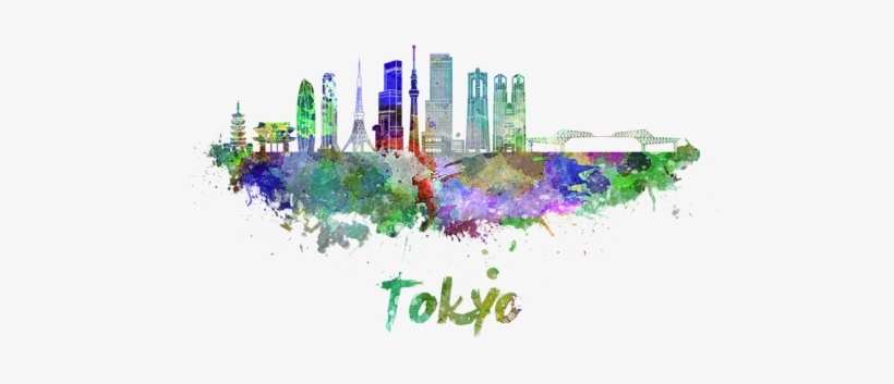 Bleed Area May Not Be Visible - Tokyo Skyline Watercolor, transparent png download