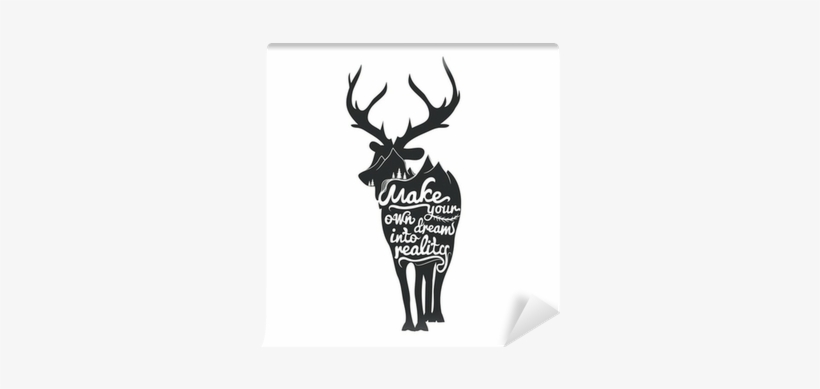 Romantic Poster With Deer Silhouette - Wall, transparent png download