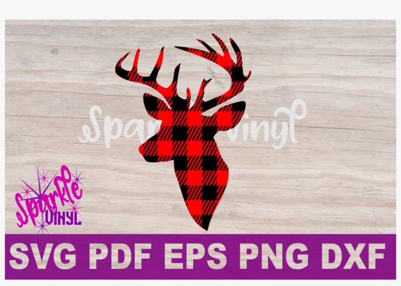 Buffalo Plaid Reindeer Deer Head Silhouette Printable - Deer Head Plaid, transparent png download