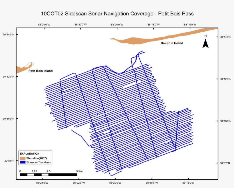 Map Showing Processed Side Scan Trackline Coverage,, transparent png download