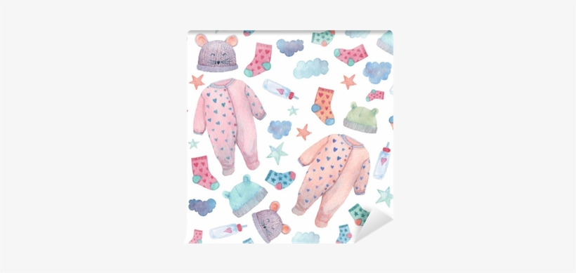 Baby Clothes Illustrations In A Seamless Pattern - Babykleertjes, transparent png download