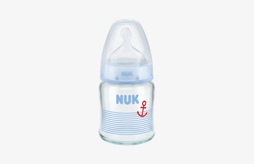 Nuk - Sz1 120ml Silicone Teat Glass Bottle - Anchor, transparent png download