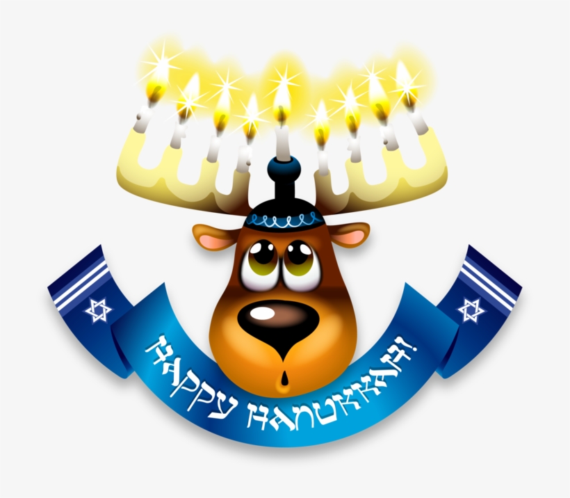 Moose Head With Menorah And Happy Hanukkah Banner - Menorah Reindeer Wristlet Purse, Women's, Pale Blue/burly, transparent png download