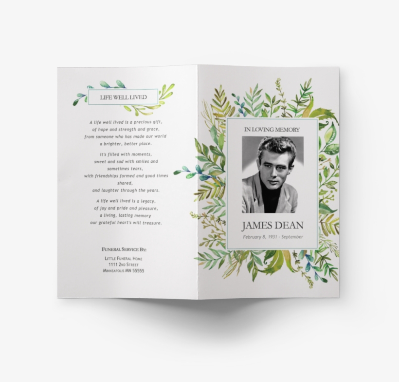 Funeral Program Template Leafy 1, transparent png download
