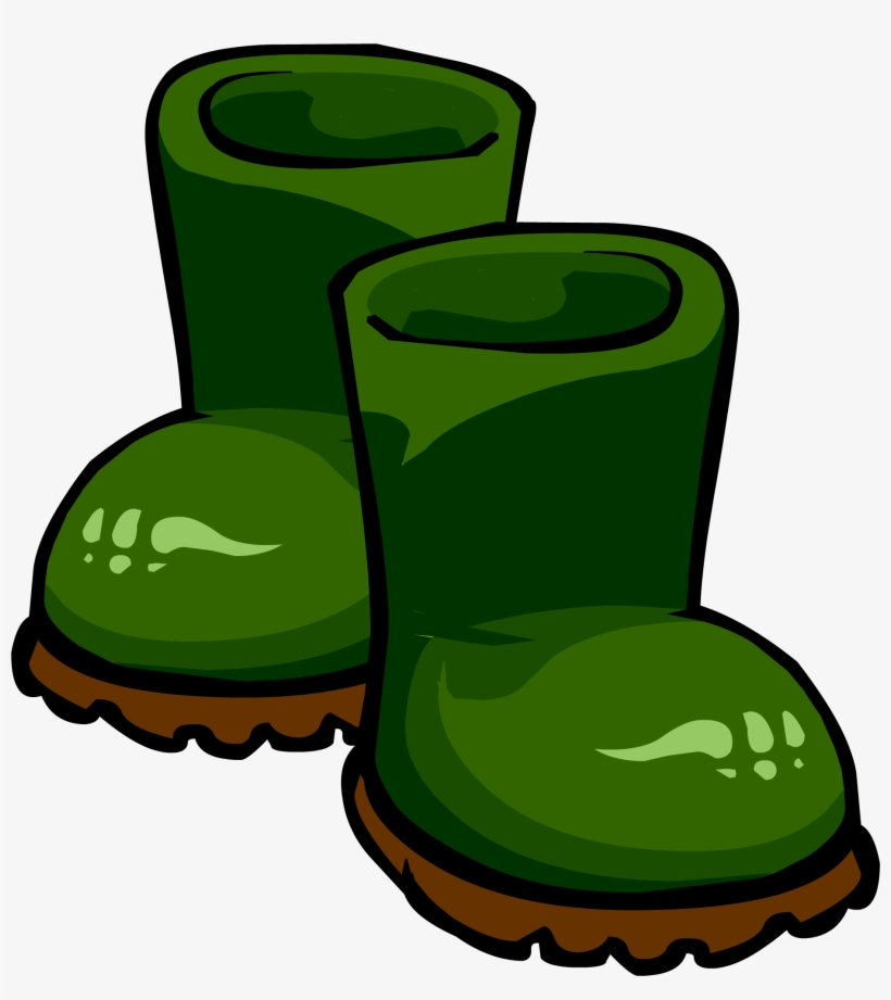 Green Rubber Boots - Club Penguin Green Boots, transparent png download