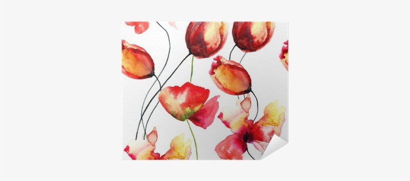 Watercolor Illustration With Original Red Flowers Poster - Gear New Watercolor Illustration With Original Red, transparent png download