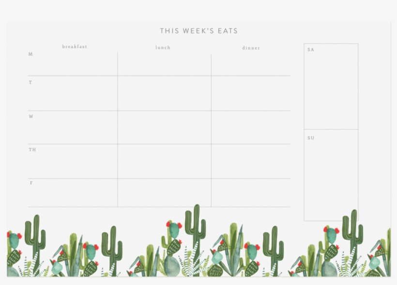 Cactus Meal Planner Notepad - Notepad++, transparent png download